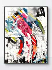 Original Art 11×14 Abstract Canvas Expressionism Colorful Wall Decor 211