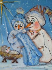 Art Painting Seasonal Holidays Snowman Nativity Original 8″/10″ Acrylic Paint