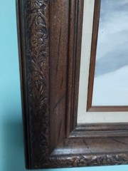 Oil Painting 44 X 31 Beautiful Winter Scene In A Nice Wood Frame Signed By Lin S