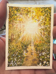 Where Light Finds Me Original ACEO Watercolor Painting OOAK Christian Miniature