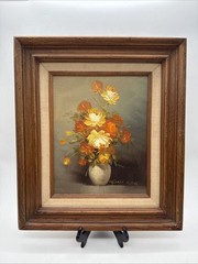 VTG Robert Cox Floral Oil Still Life Painting Frame Wall Art ~ Lot Of 3 Signed
