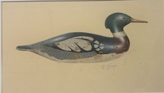 Original Bob Piscatori ‚RED BREASTED MERGANSER Benjamin Smith DECOY‘ Painting