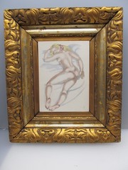 Erotic lesbian nude woman orig. Colour Lithograph Orig. circa 1950 no 16