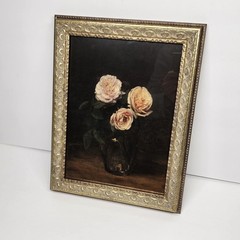 Still Life With Roses (1877) – Decorative Ornate Framed Art Black & Gold 14×10