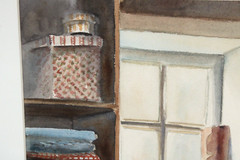 Vintage Storage Room Detailed Watercolor By Virginia Artist Lella Lee Edwards