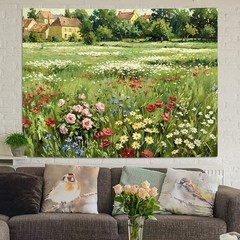 Lifeel Vintage Countryside Meadow Tapestry Landscape Field 48″L x 36″W Green