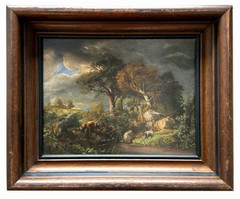 Henry Cleenewerck (1818 – 1901) – Original Oil Painting – Cattle at the River