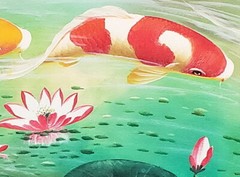 Fishes in the Pond, # 3 – 24×48,100% Hand Painted Oil Painting on Canvas