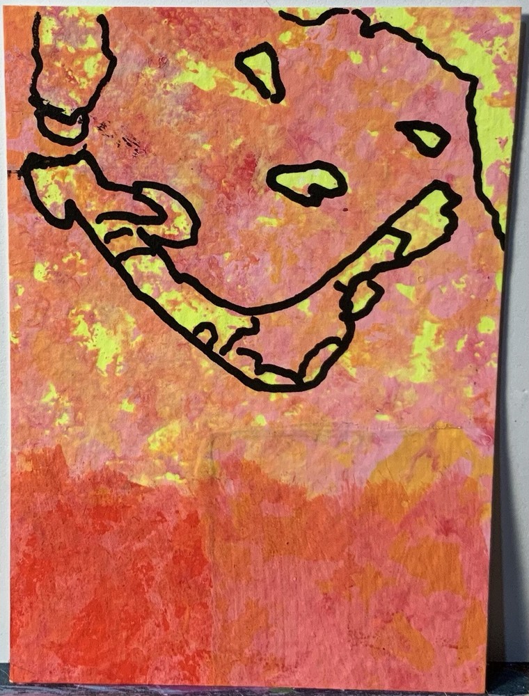 ACEO original art card 2.5” X 3.5” 1 Of 1 Mixed Media Signed By Artist! Abstract