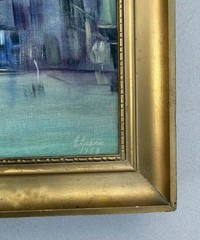 Danish School Oil Painting, Copenhagen Waterfront, Signed & Dated 1968- COA