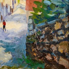 Vintage Impressionist Landscape Oil on Canvas Attributed to Lajos Szentiványi