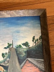 Original Felix Jean Haitian Village Scene Acrylic On Masonite Painting 31″ X 12″
