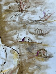 ORIGINAL WATERCOLOR SERPENT SNAKE on a TREE PAPER 11×17 By Monikachovanart