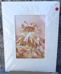Jacek Polak Original Art Painting Signed Water Color On Paper Stack Volcano 1991
