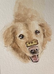 ACEO 100% Hand Painted Original Mixed Media Painting Art Dog