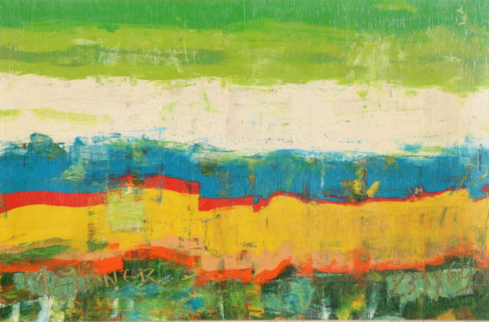 MEISSNER ANDRZEJ Abstract Landscape 1969 Composition Oil Painting Painting Signed