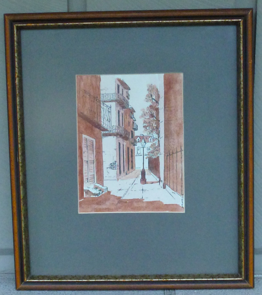 Painting New Orleans French Quarter Watercolor by artist W.M. Weber 1970’s
