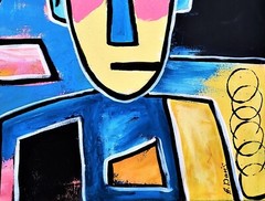 A.Z. Davis 20X16″ NewPainting Portrait Men Figurative Outsider Expressionist Art