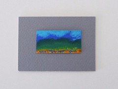 DEEP BLUE SKY LANDSCAPE Miniature Pastel Painting 1″x2″ Julia Garcia OOAK NEW