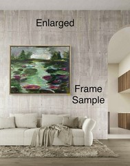 Lilly Pond Evening Abstract Impression Original Art Canvas, One Of A Kind