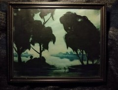 Early William Stilson NYC 1964 Night Scene ( American 1934 – 2012) Oil Painting