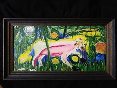 Pink Color Beast Painting Surrealist Original Artwork Signed