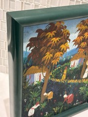 Vibrant Haitian Village Original Signed Painting, Cultural Fine Art Decor Gifts