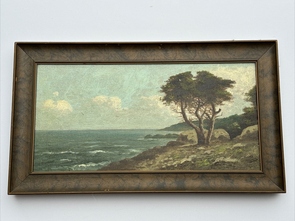 RICHARD DETREVILLE PAINTING EARLY CALIFORNIA LANDSCAPE SEASCAPE COAST BEACH OIL