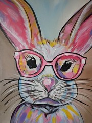 Geek Bunny Pastel 11×14 Canvas Original Art Expressionism Abstract Cute Animals