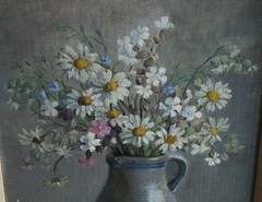 20th Century Still life Study Of Daisies Oil Painting – Haste Gallery Label