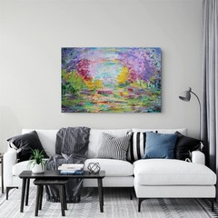 Original Painting 36×24 Colorful Landscape Canvas Art Spring Awakening