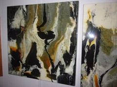 FL ARTIST CAROL STAUB „YELLOW FUSION“ FANTASTIC ABSTRACT ACRYLIC PAINTINGS 36″
