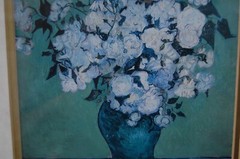FRAMED VINCENT VAN GOGH VTG 1960’S COLOR PRINT OF „PINK ROSES IN A VASE (1890)“