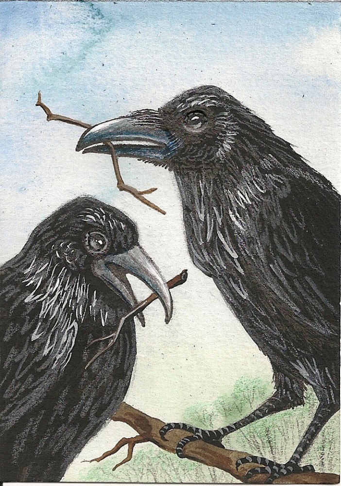 4×6 PRINT OF PAINTING RYTA RAVEN CROW REALISM HALLOWEEN NEST GOTHIC ART FOLK