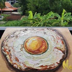 Denver Omelet Painting Kitchen Still Life Original Art Fried Egg Breakfast 6×8