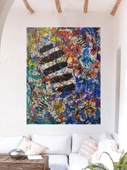 Jackson Pollock Style Giant Canvas Painting 84”X62” (7 Foot) Abstract Modern XL