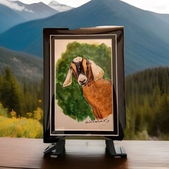 Original Watercolor, signed painting Goat by Herbie Hasbrouck Jr