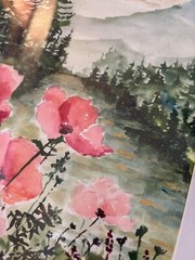 Original FRAMED Watercolor Nature Floral Glitter ART | 11×17 Mat & Frame Include