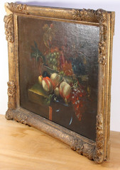Late Baroque still life oil painting fruits grapes Baroque style around 1800