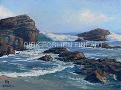 Dirk Foslien Fine Art Oil painting “Leo Carrillo Beach” 6×8 in (no Frame)