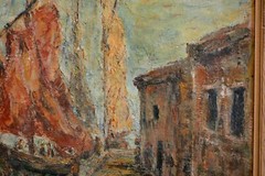 Antique Impressionist Oil Painting – Ships Docked at Port – Early 1900s?