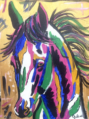 Golden Charge: Original Acrylic Painting Horse 11×14 Canvas