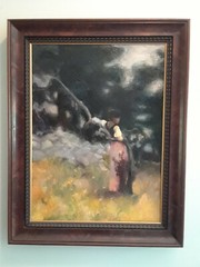 Oil Painting on canvas copy of John Singer Sargent 18×24 custom burl wood frame