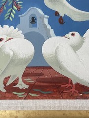 Ralph Hulett Painting Mission Doves California Listed Artist Mid Century 1950’s