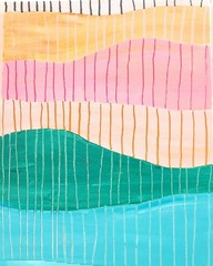Original Abstract Landscape 11×14 Painting Acrylic Teal Pink Wall Art Canvas