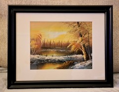 NO RESERVE! „GLICK’S POND“ Original Mixed Media On Canvas by Keller