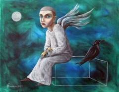 Painting Original OIL canvas contemporary Art modern by Pronkin 2022 Angel CROW