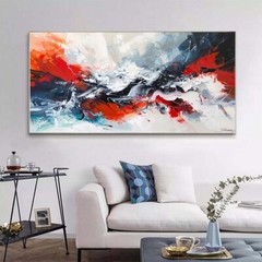Red Large Abstract Wall Art Paintings Hand Painted Oil Painting on Canvas