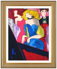 Linda Le Kinff Original Mixed Media Painting Signed Framed Female Portrait Art