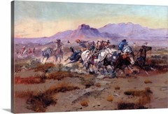 Canvas Wrap Giclee Art The Attack Charles Russell 16×24